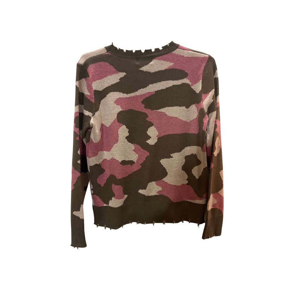 Vici Womens Pink Olive Camo Distressed Knit Sweater NVW0448 Small - Picture 3 of 8
